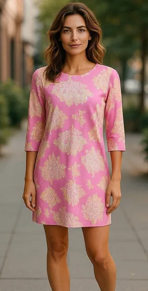 Crown & Ivy Pink‎ Coral Print Dress Lime NEW NWT Size XS Knit Preppy thumbnail 1