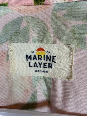Marine Layer Pink Citrus Blossom Short Sleeve Button Down Top Resort Tropical M thumbnail 4