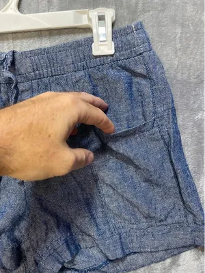 Old Navy Womens Blue Linen Blend High Rise Drawstring Shorts Size XS Pockets thumbnail 3