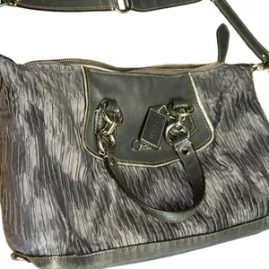 COACH • Ashley Gathered Sateen/Leather Grey Satchel Bag Purse • F20084 thumbnail 13