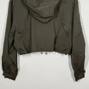 Girlfriend Collective Windbreaker Jacket Women XS Green Full Zip Hoodie Crop NWT thumbnail 6