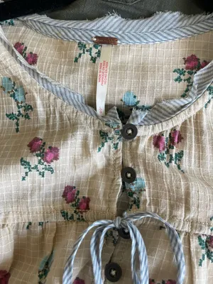 Free People Sundown Tunic Dress Printed Buttondown Cap Sleeve Ivory Size Large thumbnail 7