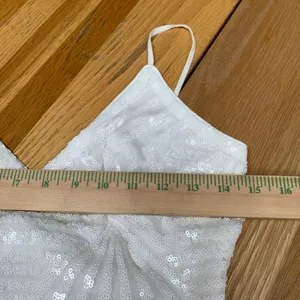 Lulus White Sequin Geometric Bow Back Mini Dress 69331 Womens‎ Size Small thumbnail 2
