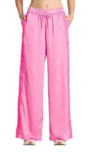 NWT Joylab Elastic Waist Satin Tear Away Track Drawstring Pants Neon Pink 2XL thumbnail 1