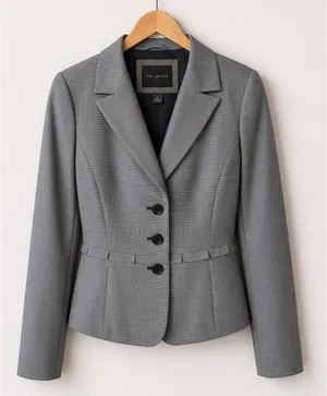 The Limited Blazer Women Small Gray Houndstooth‎ Single Breasted Academia Preppy thumbnail 1