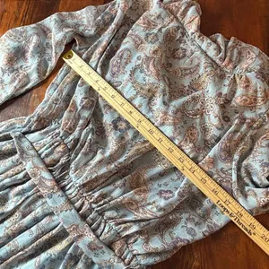 En‎ Creme Blue Paisley Ruffle Romper Long Bell Sleeve Boho ERU61761TR Large thumbnail 6