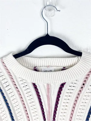 LE LIS 100% Cotton Striped Knit Sweater Vest Medium Preppy Golf Tennis Casual thumbnail 7