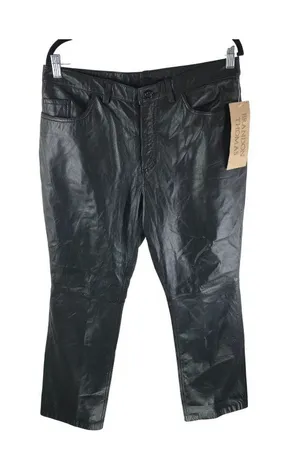 Brandon Thomas Womens Leather Pants Straight Leg Black 14 thumbnail 1