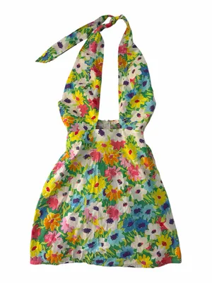 Karlie Multicolor Floral Halter Dress with Green and Pink Accents NWT thumbnail 1