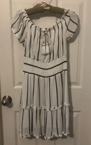 American Eagle NWT Striped off the Shoulder Dress thumbnail 1