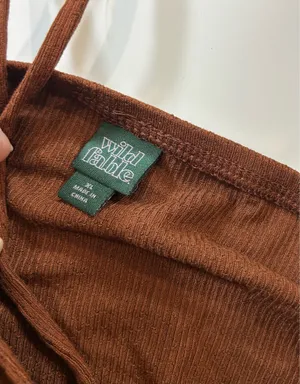 Wild Fable Dark Brown Ribbed Ruched Halter Tube Top Size XL thumbnail 3