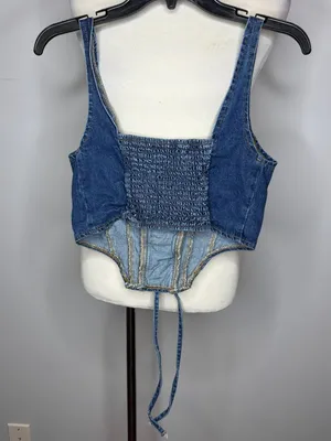 Lone Star - Blue Denim Corset Crop Top thumbnail 2