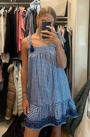 Blue checkered dress thumbnail 1