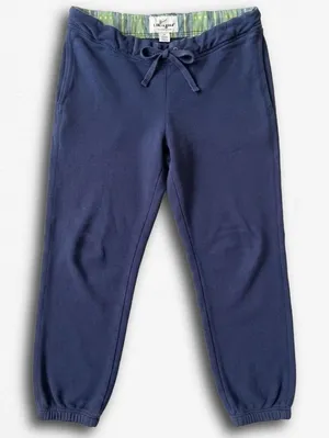 High Camp Club Navy Blue Jogger Sweatpants Plaid Trim Drawstring Medium thumbnail 1