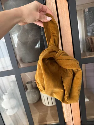 MERIT corduroy tie makeup bag ribbed cosmetics travel pouch caramel neutral thumbnail 2