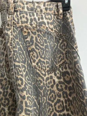 Trinite Studio High Rise Faded Leopard Print Distressed Denim Wide Leg Jeans 29" thumbnail 8