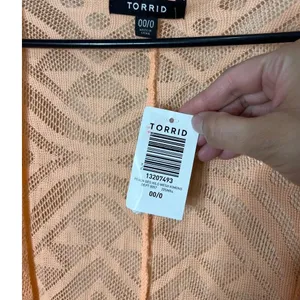 NWT Torrid Peach Geo Hi Lo Mesh Open‎ Front Kimono Cardigan Size M/L thumbnail 6