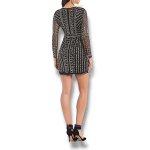 Gianni Bini Black Dani Pearl Silver Sequin Dress size 0 thumbnail 5