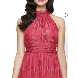 SLNY Fashion Women's Burnout Chiffon Sleeveless Gown Size 6 Fushia thumbnail 2