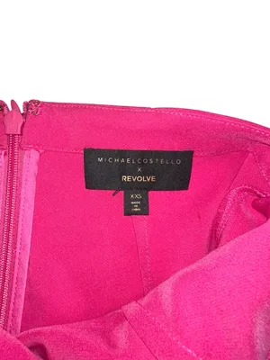 Michael Costello x Revolve Fena Plunge Neck Fuchsia Long Sleeve Mini Dress XXS thumbnail 6