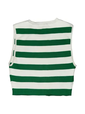 Aritzia Babaton Green White Striped Sleeveless Knit Crop Top Size Small thumbnail 2