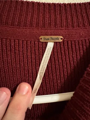 Free People Colorblock Crewneck Sweater in Burgundy, Peach & Gray thumbnail 2