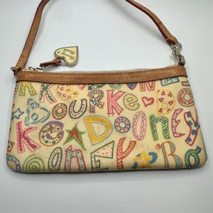 Dooney & Bourke Doodle It Y2K Multi Color Heart Zipper Pull Cream Tan thumbnail 4
