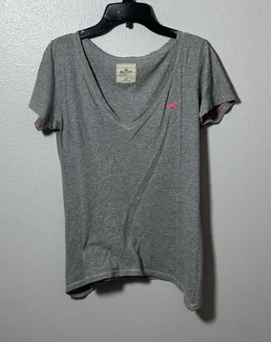 Hollister Women Casual Gray V-Neck‎ shirt size XS thumbnail 1
