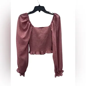 ALTAR’D STATE Dusty Rose Smocked Blouse thumbnail 5