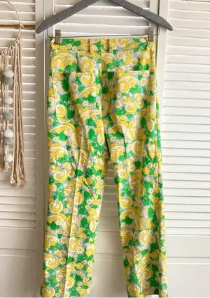 High Waist Floral Psychedelic Crop Pants| XS thumbnail 3