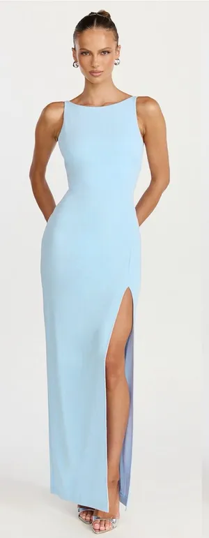 SHOWPO Indi Boat Neck Bodycon Maxi Dress In Light Blue thumbnail 1
