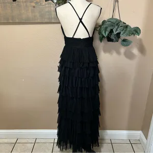 Lulus Radiant Event Black Mesh Tiered Pleated Backless Maxi Dress thumbnail 5