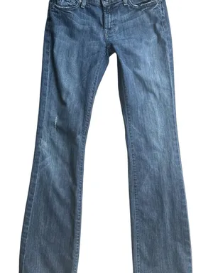 Vintage 7 for all mankind, distressed boot, cut denim Jeans 30 x 32 lowrise thumbnail 1