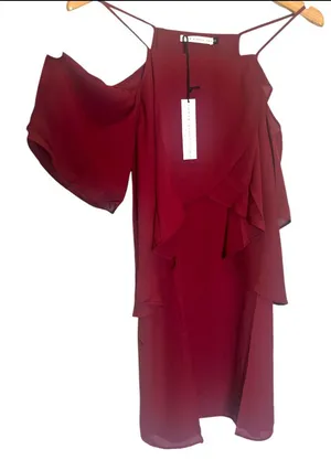 Three Eighty Two burgundy Melania cold -shoulder mini dress NWT thumbnail 1