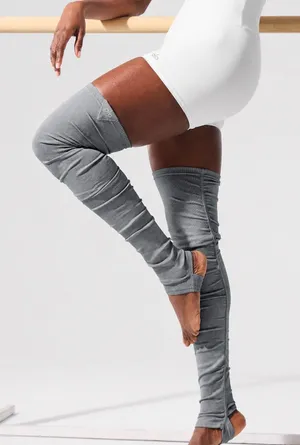 Alo Yoga Heather Gray Ribbed Ballet Leg Warmers Pilates Dance OS thumbnail 1