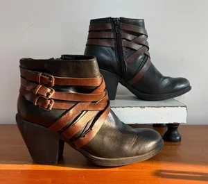 Eurosoft‎ Phoebe Womens Black Brown Multi Strap Buckle Ankle Boots 8154901 7.5M thumbnail 1
