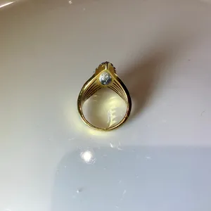 Gold Toned Crystal 'V' Chevron Ring Size 8 thumbnail 8