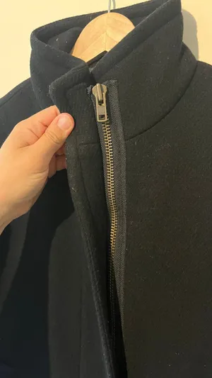 J.Crew Stadium Cloth Black Wool Blend Stand Collar Zip Coat Jacket Size 00 thumbnail 7