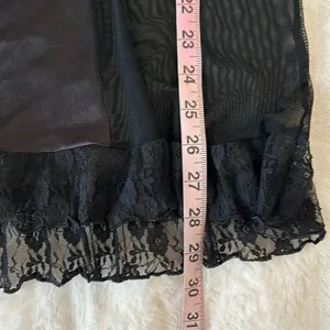 Dolls Kill Black satin sheer mesh ruffle sexy goth vamp maid nighty slip mini dress M​​​​​ thumbnail 12