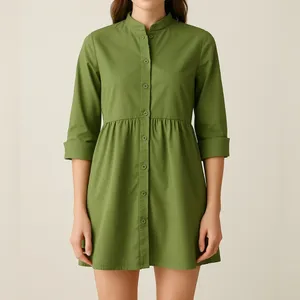 Tuckernuck Green Royal Button Front Collared A-Line Casual Chic Mini Shirt Dress thumbnail 8