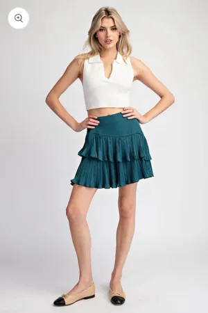 {DO+BE} Just In Time Teal Tiered Ruffle Mini Skirt thumbnail 2