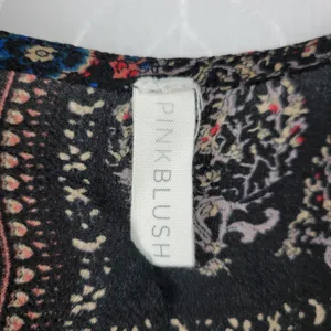 PinkBlush Womens‎ Kimono Cover Up Size L Black Brown Bandana Paisley Print Open thumbnail 2
