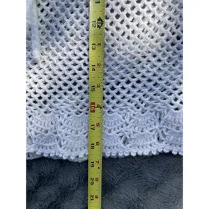 Vintage Handmade Crochet Lace Skirt Cover Up White Boho Festival Drawstring M thumbnail 6