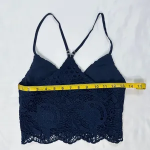 Abercrombie Crochet Lace Racerback Crop Tank - Navy - XS thumbnail 4