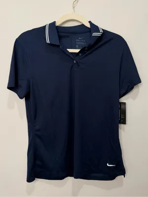 Nike Golf Dri-FIT Navy Blue Short Sleeve Polo Shirt BV0217-419 Womens Medium NWT thumbnail 1