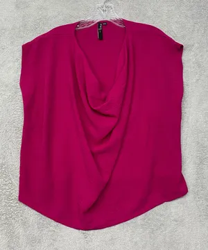 Meg Top Womens Medium Pink Sleeveless Drape‎ Neck Blouse Magenta Pullover Office thumbnail 1
