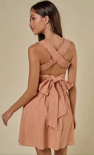 Endless Blu Cross Back Strap Bow Detail Dress thumbnail 2