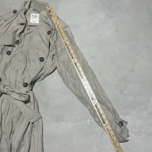 Abercrombie & Fitch Classic Long Cotton Trench Coat Beige Women's SZ Large Y2K thumbnail 4