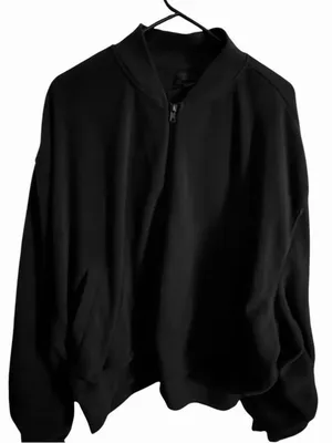 SKIMS Fleece Bomber Jacket in Black Onyx Size Large thumbnail 3