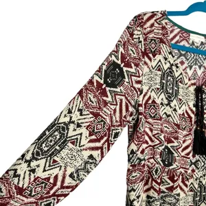 Coco +Jaimeson Boho Tassel Tie Neck Flare Sleeve Blouse thumbnail 3